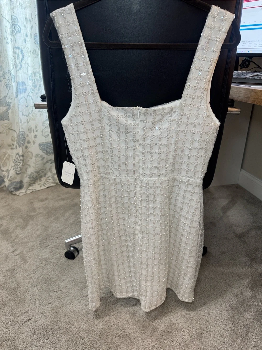 Altar’d State Square Neck White beaded Mateo Mini Dress